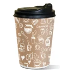 Copo Papel 180 Ml Descartável Arte Café C/tampa Bico - C/100