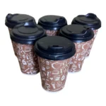 Copo Papel 180 Ml Descartável Arte Café C/tampa Bico - C/100