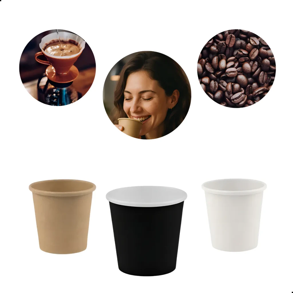 Copo Papel 110ml Café Expresso Chá 100copos Biodegradável Cor Preto Com Branco Copo Papel 110ml Café Expresso Chá 100copos Biodegradável Cor Preto Com Branco