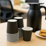 Copo Papel 200ml Café Expresso Chá 100copos Biodegradável Cor Branco E Preto