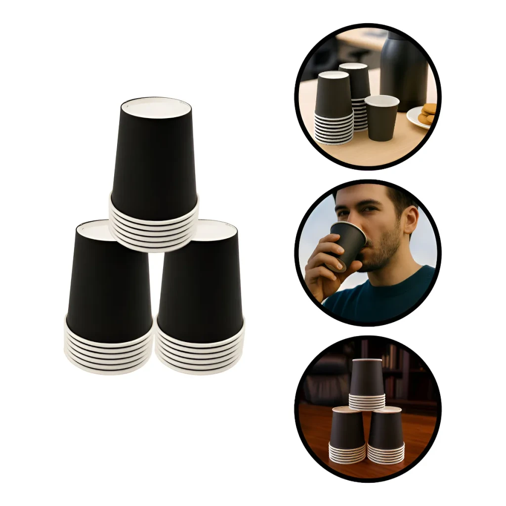 Copo Papel 200ml Café Expresso Chá 100copos Biodegradável Cor Branco E Preto Copo Papel 200ml Café Expresso Chá 100copos Biodegradável Cor Branco E Preto