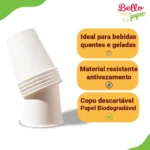 Copo Papel Para Cafe Branco 200ml Descartavel Com 100un
