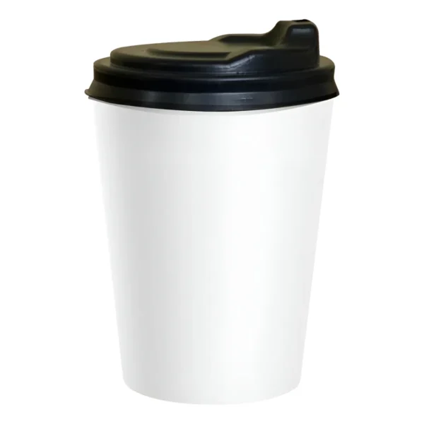 Copo Papel 300 Ml Descartável Ecológico C/tampa Bico - C/100 Cor Branco