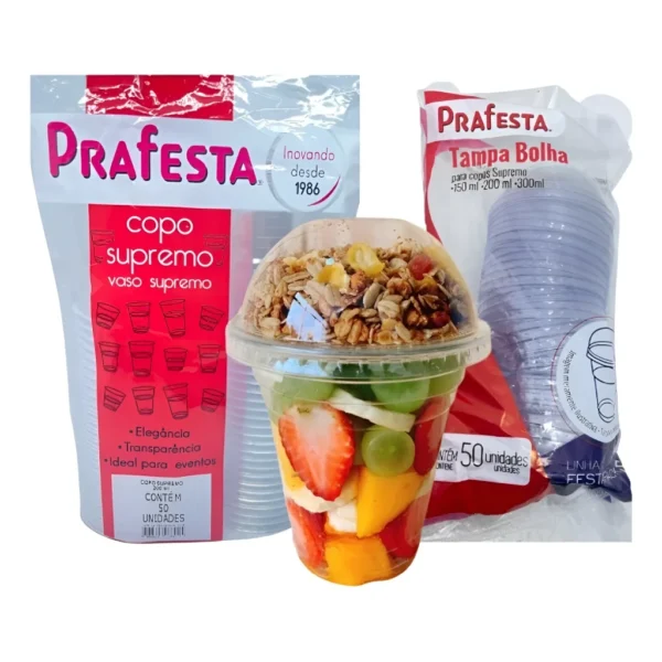 Copo Descartável 200ml Plástico Transparente T. Bolha 100und