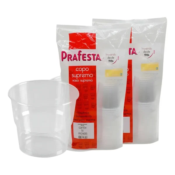 100un Copo Descartável Supremo 150ml Cristal Semi Acrilico