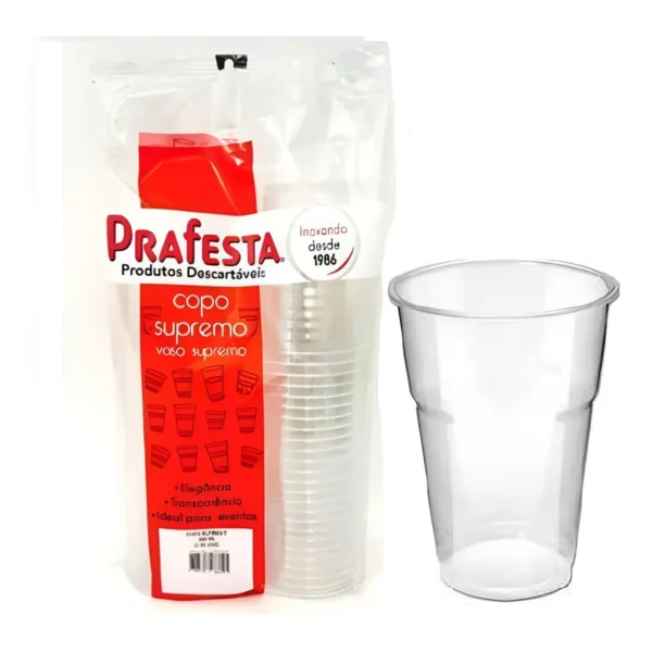 60un Copo Descartavel Supremo Cristal 400ml Semi Acrilico