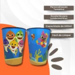 Copo Label Kit Com 5 Unid Personalizado Temas Infantil 400ml