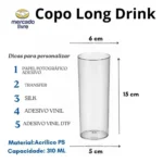 Copo Long Drink Com 52 Copos Cristal, Festa, Para Transfer