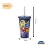 Copo Shake C/ Tampa Canudo 500ml Super Heróis Princesas