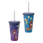 Copo Shake C/ Tampa Canudo 500ml Super Heróis Princesas