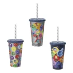 Copo Shake C/ Tampa Canudo 500ml Super Heróis Princesas