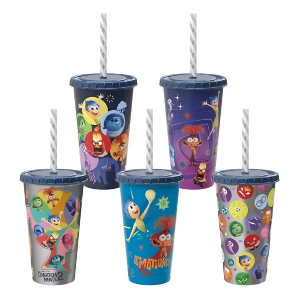 Copo Shake C/ Tampa Canudo 500ml Super Heróis Princesas