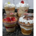 Copo Tampa Bolha 250ml Doce Sobremesa Bolo Gourmet C/25uni Cor Transparente