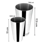 Coqueteleira Dupla - 500 Ml E 750 Ml - Baccani Cor Prateado