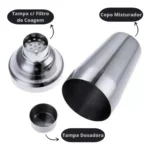 Coqueteleira Inox 500ml Reforçada C Dosador E Filtro Premium