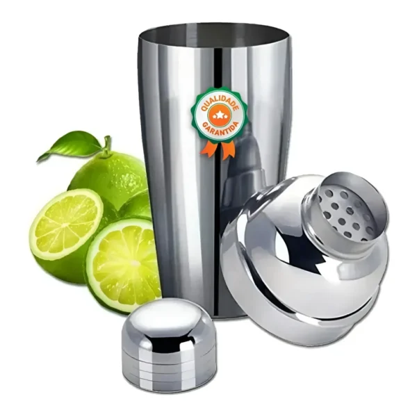 Coqueteleira Inox 500ml Reforçada C Dosador E Filtro Premium