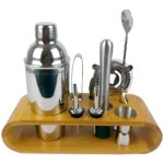 Coqueteleira Profissional Kit Barman 550ml Aço Inox Madeira Cor Cinza