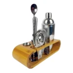 Coqueteleira Profissional Kit Barman 550ml Aço Inox Madeira Cor Cinza