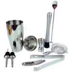 Coqueteleira Profissional Kit Barman 550ml Aço Inox Madeira Cor Cinza