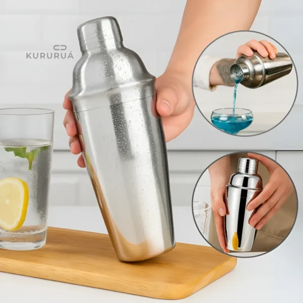 Coqueteleira Aço Inox 750ml Bar Man Profissional Inox Drink Caipirinha Bar Prateado Marca Kururuá