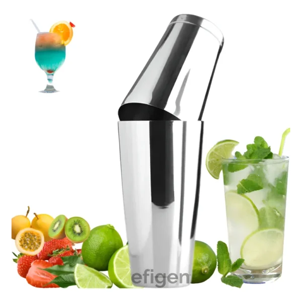 Coqueteleira Inox 820 Ml Com Peso Profissional Boston 2 Peças Bar Bartender Coquetéis - Efigen
