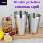 Coqueteleira Inox 820 Ml Com Peso Profissional Boston 2 Peças Bar Bartender Coquetéis - Efigen