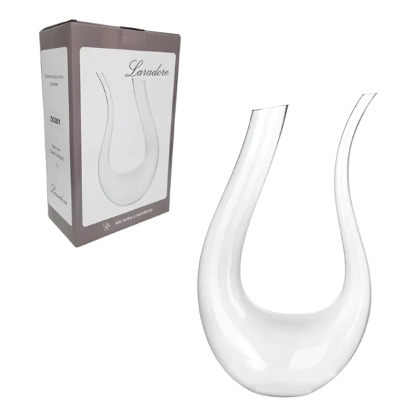 Decanter De Cristal Em U - Decantador Para Vinho Tinto