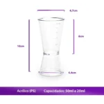 02 Dosador De Bebidas Acrílico Cristal C/ Medidor 50x20ml