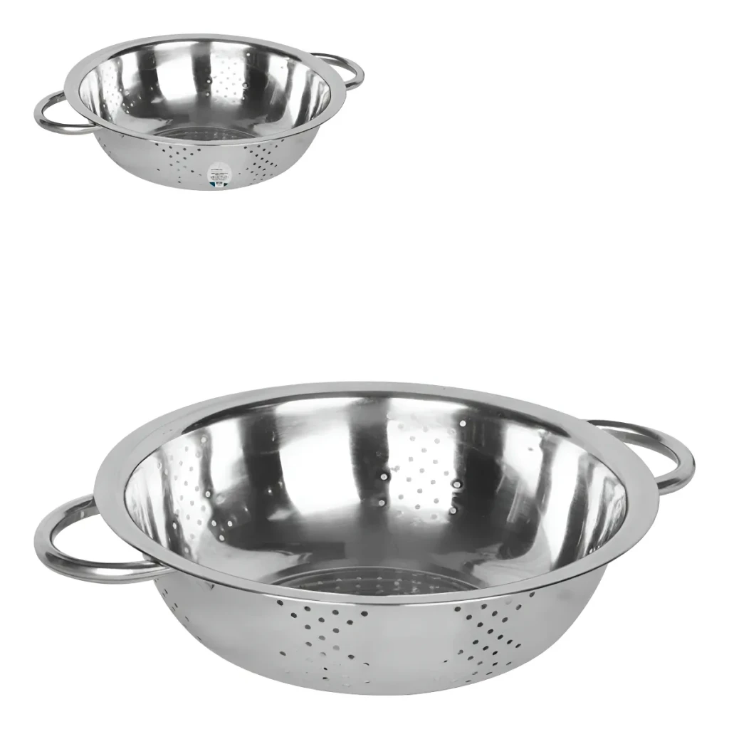 Escorredor Macarrão Inox Massas Alças Cozinha Grande 24cm Escorredor Macarrão Inox Massas Alças Cozinha Grande 24cm
