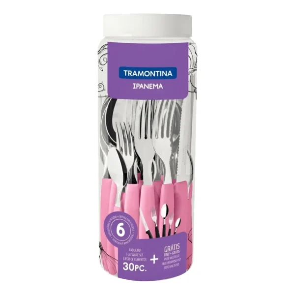 Faqueiro Inox Tramontina Ipanema 30 Peças Jogo De Talheres Cor Rosa