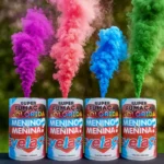 Fumaça Latão 75mm Chá Revelação Azul Rosa Verde Lilás Festas