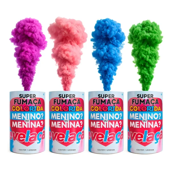 Fumaça Latão 75mm Chá Revelação Azul Rosa Verde Lilás Festas