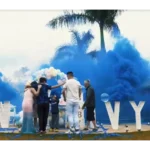 Fumaça Revelação Super Fogos Lata 75mm Chao Azul / Rosa