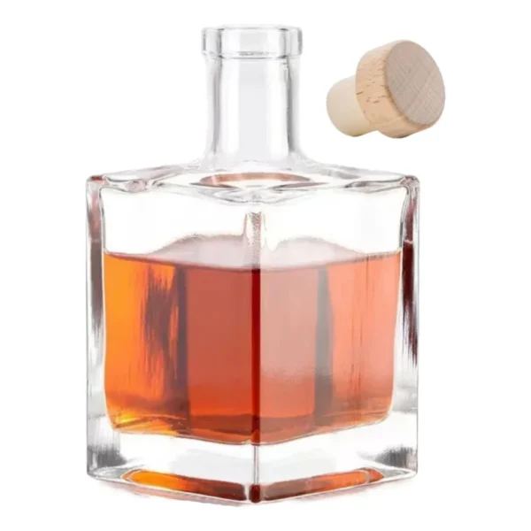 Garrafa De Vidro Cube 500ml Luxo Cachaça Whisky Azeite Licor
