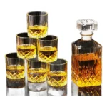 Garrafa Decanter Vidro Whisky Licor 900ml + 6 Copos 220ml - Branco