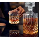 Garrafa Decanter Vidro Whisky Licor 900ml + 6 Copos 220ml - Branco