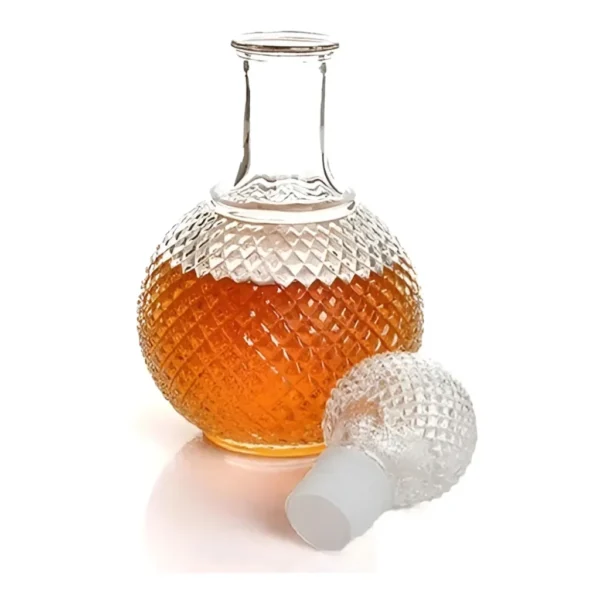 Garrafa Licoreira Vidro Redonda Tampa Bebida Whisky 1 Litro