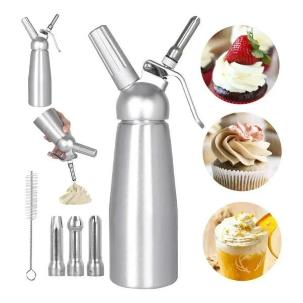 Garrafa Sifão Chantilly 1l Inox Profissional Gás Mule 3 Bico