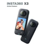 Insta360 X3 5.7K 360° 72MP Câmera de Ação com Vídeo HDR ativo Câmera de Lente Única, à Prova D'água, Estabilização FlowState, Tela Sensível ao Toque de 2,29", Edição com IA, Para Motocicletas, Esporte
