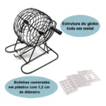 Jogo De Bingo Brinquedo Infantil Globo giratório 75 Bolas 18 Cartelas reutilizáveis Javick