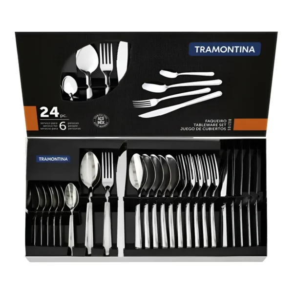 Jogo Talheres Faqueiro Búzios Aço Inox 24 Peças Tramontina