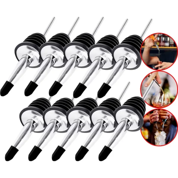 Kit 10 Bicos Dosador Inox Biqueira Bartender Garrafa Tequila