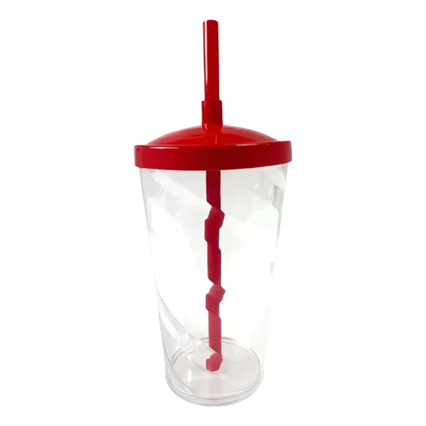 Kit 10 Copos Twister C/ Tampa Colorida E Canudo Transparente