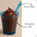 Kit 100 Copinho Azul Brigadeiro Doce 25ml + Mini Colherzinha