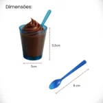 Kit 100 Copinho Azul Brigadeiro Doce 25ml + Mini Colherzinha