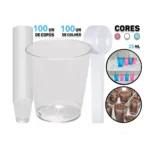 Kit 100 Copinho Potinho 25ml Brigadeiro Docinho + 100 Colher
