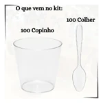 Kit 100 Copinho Brigadeiro 25ml Transparente + 100 Colher