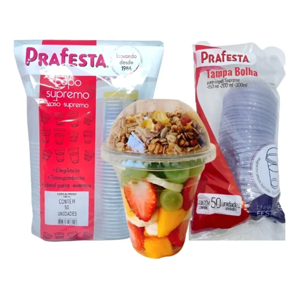 100un Kit Copo Com Tampa Bolha Sem Furo 150ml Resistente