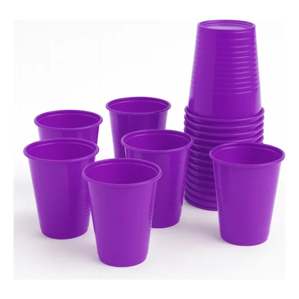 Kit 100 Copo Descartável Plástico Roxo 200ml