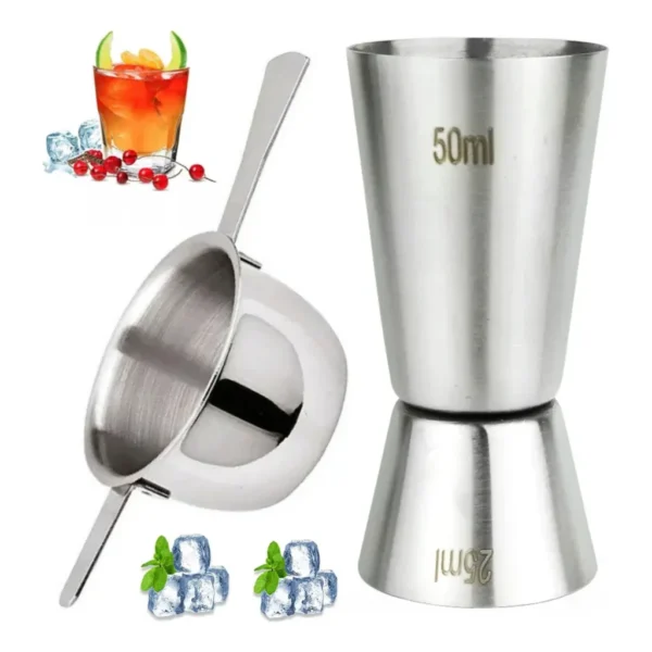 Kit 2 Dosador Bebidas Drinks Inox Dose Copo Whisky 25/50ml